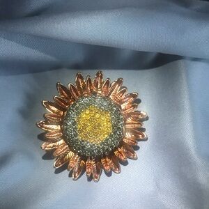 Sunflower Crystal Brooch - Gold and Yellow Floral Pin